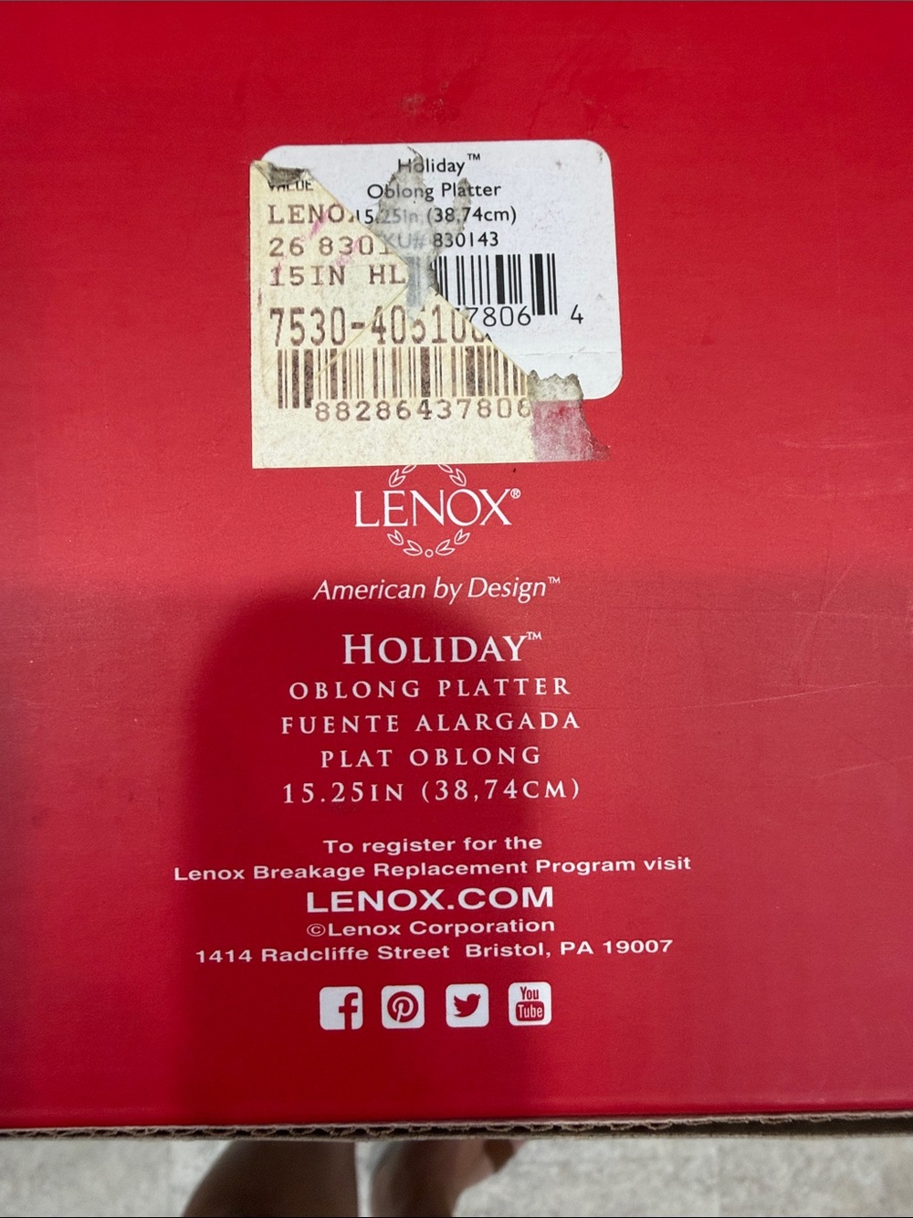 Lenox Holiday Oblong Platter Box - Red